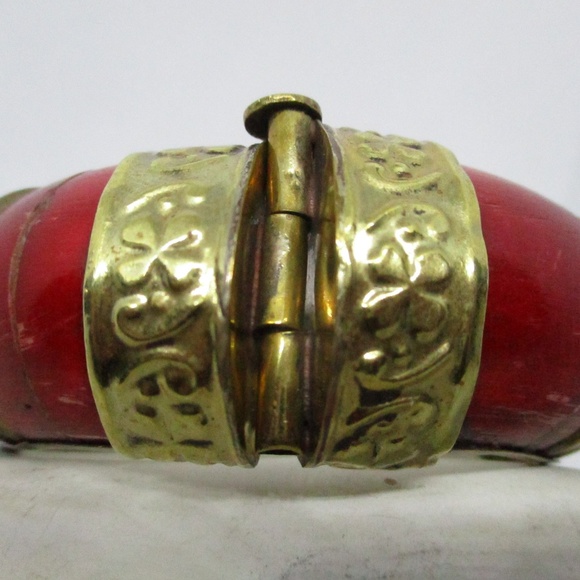 Dyed Red BONE BRASS CLAMPER Bracelet Genuine Bone - Picture 6 of 8